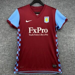 Nike Mens Aston Villa FC 2010-11 Home Soccer Jersey Claret Blue Small 381812-679